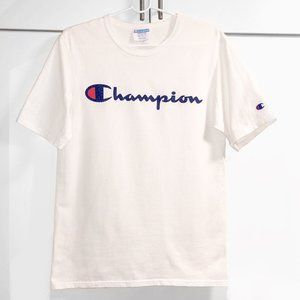 Vintage 90's CHAMPION T-Shirt • Classic White Logo Graphic Tee • MEDIUM